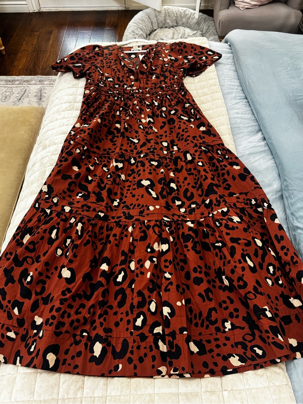 Anthropologie Rust Leopard Tiered Maxi Dress - Picture 9 of 9